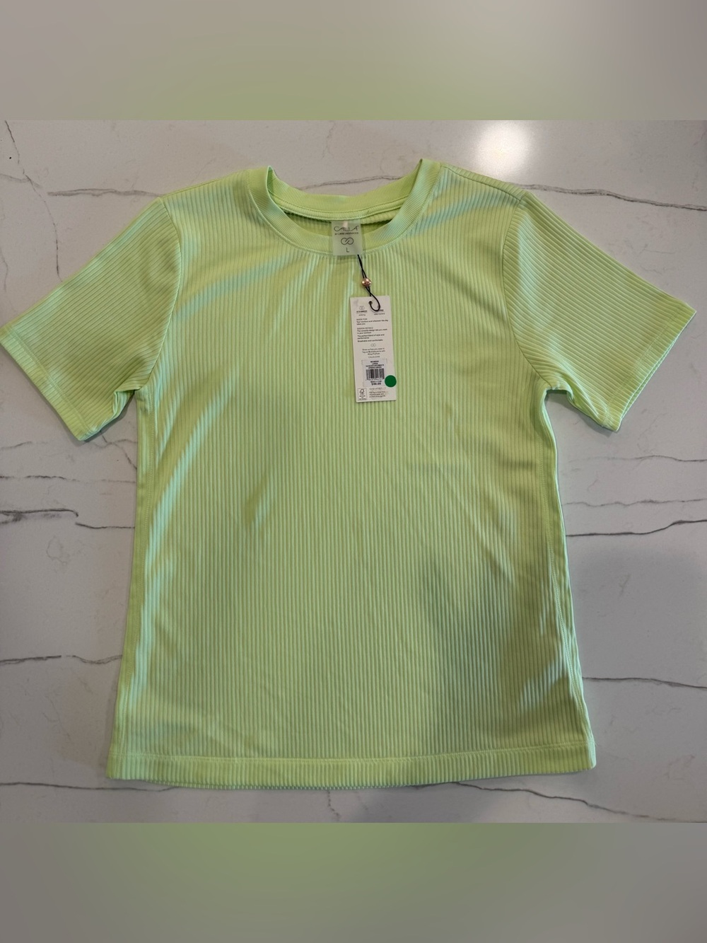 CALIA Ribbed Crewneck Tee, Size L, NWT